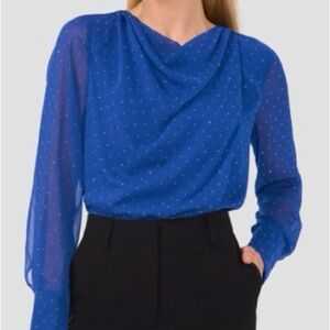 Halogen Royal Sequin  Dot Cowl Neck Blouse